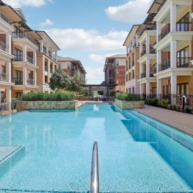 Shimmering resort-style pool a swimming pool in a resort